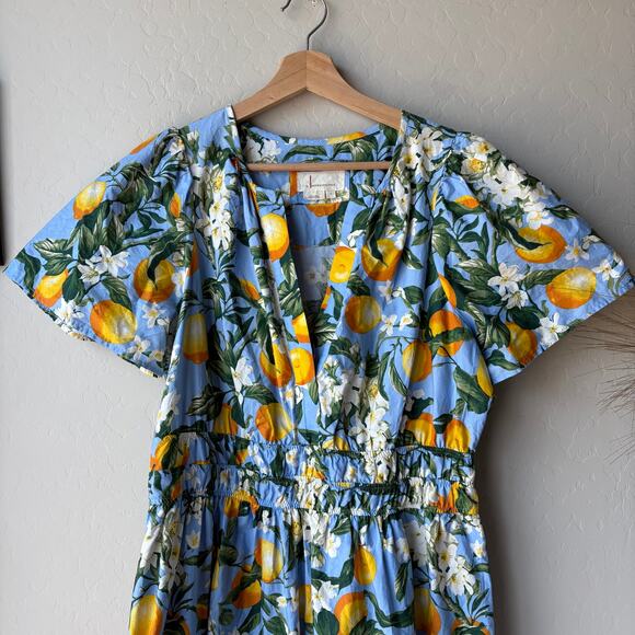 Anthropologie Dress Somerset Maxi Floral Flutter Sleeve Dress Iris Blue Size L - Picture 3 of 9